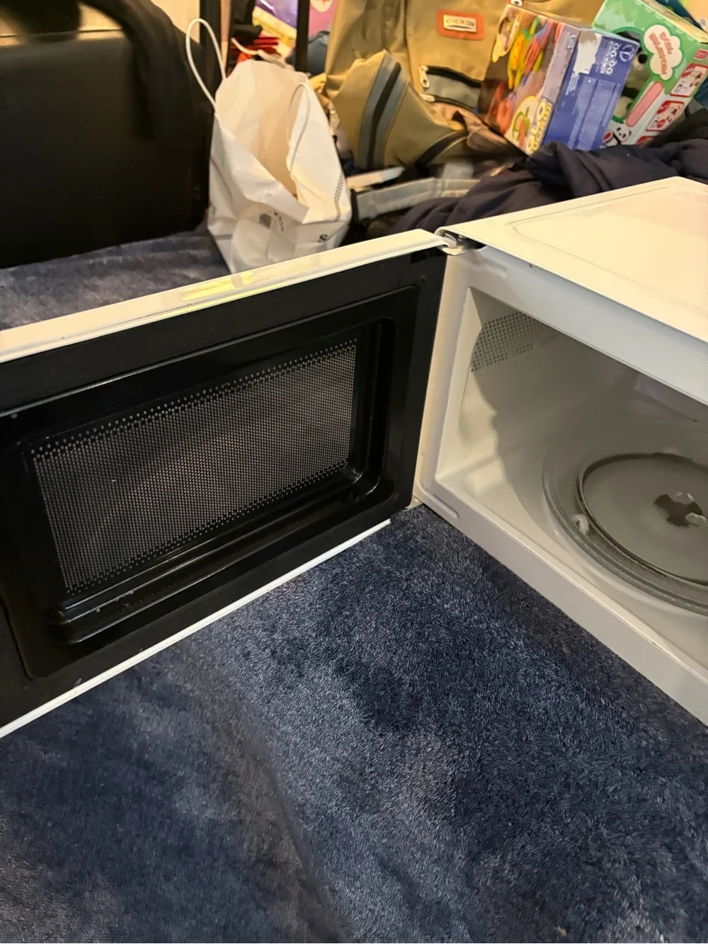 Compact Countertop Microwave Oven in White and Black